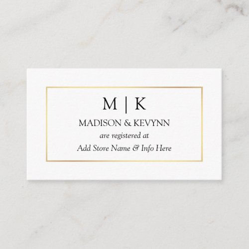 Modern Minimalist Simple Monogram Wedding Registry Enclosure Card