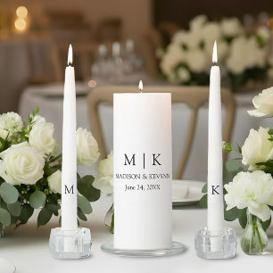Modern Minimalist Simple Monogram Wedding Unity Candle Set