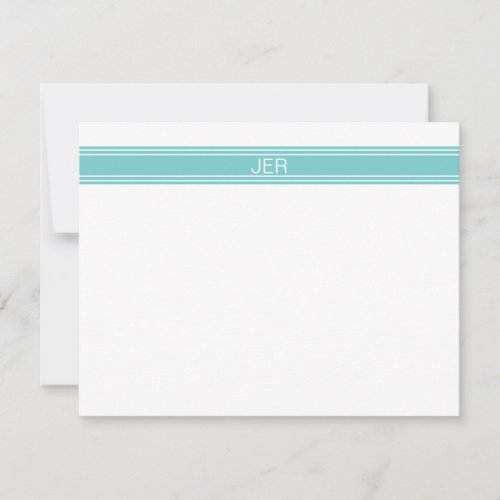 Modern Minimalist Simple Monogrammed Teal Note Card