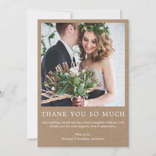 Modern Minimalist Simple Photo Kraft So Much Thank You Card | Zazzle