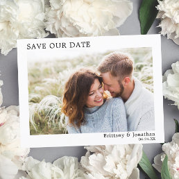 Modern Minimalist Simple Photo Save Our Date Postcard