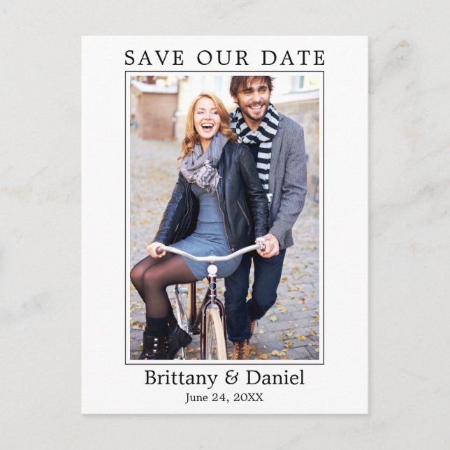 Modern Minimalist Simple Photo Save Our Date Postcard (Front)