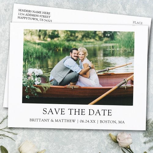 Modern Minimalist Simple Photo Save the Date Postcard