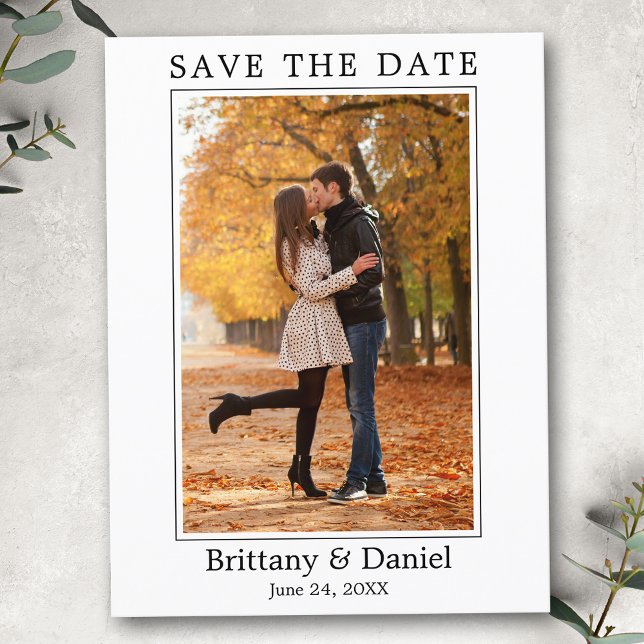 Modern Minimalist Simple Photo Save The Date Postcard (Customize to change text size or text style.)