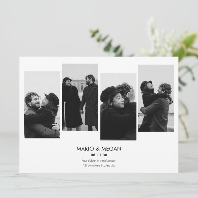 Modern minimalist simple photo wedding  invitation (Standing Front)