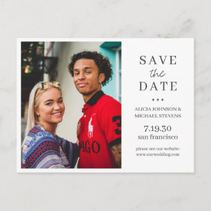 Modern minimalist simple photo wedding save date announcement postcard