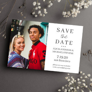 Modern minimalist simple photo wedding save date print
