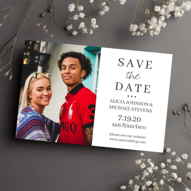 Modern minimalist simple photo wedding save date print (Creator Uploaded)