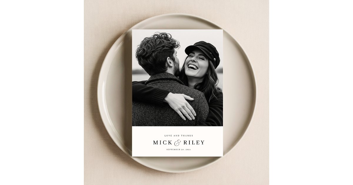 Modern Minimalist Simple Photo Wedding Thank You Card | Zazzle