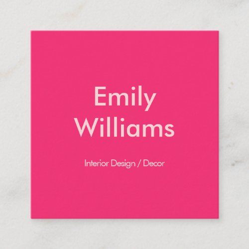 Modern Minimalist Simple Pink Square Business Card