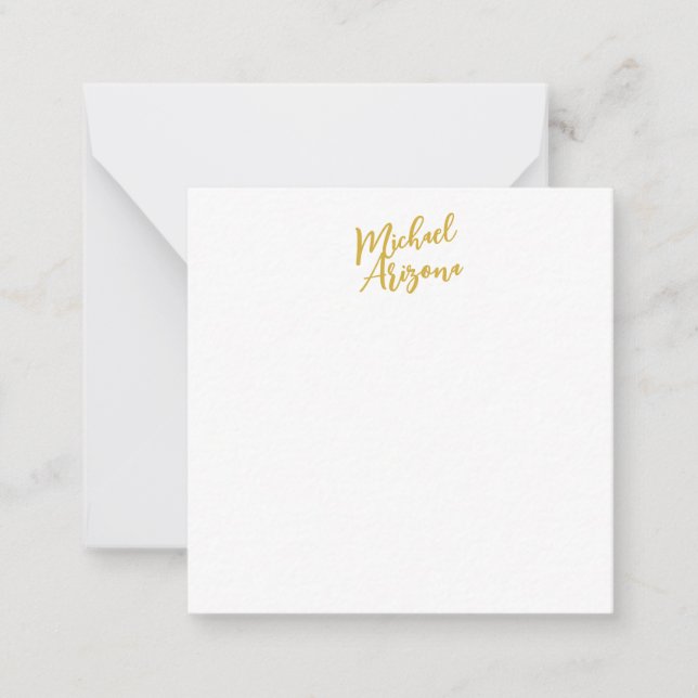 Modern Minimalist Simple Plain Handwriting Name Note Card (Front)