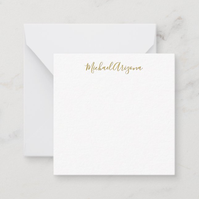 Modern Minimalist Simple Plain Handwriting Name Note Card (Front)