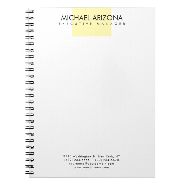 Modern Minimalist Simple Plain Notebook (Front)