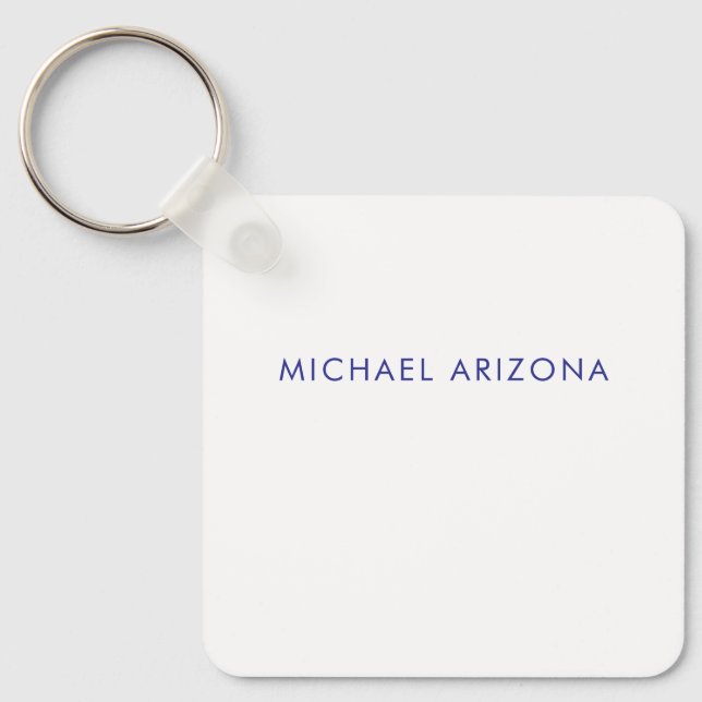 Modern Minimalist Simple Plain Own Name Keychain (Front)