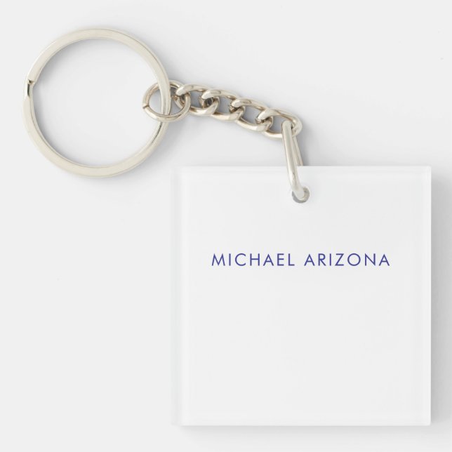 Modern Minimalist Simple Plain Own Name Keychain (Front)