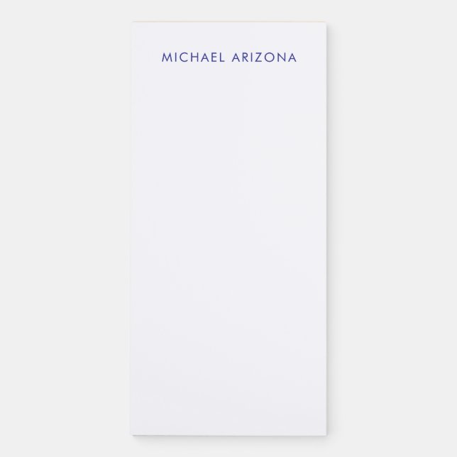 Modern Minimalist Simple Plain Own Name Magnetic Notepad (Front)