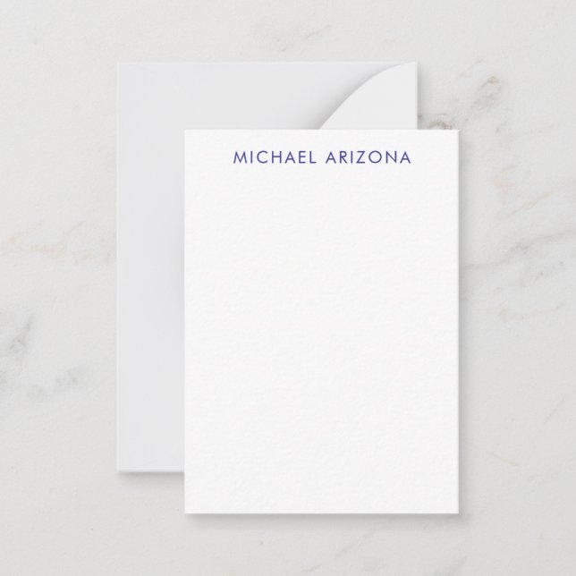 Modern Minimalist Simple Plain Own Name Note Card (Front)