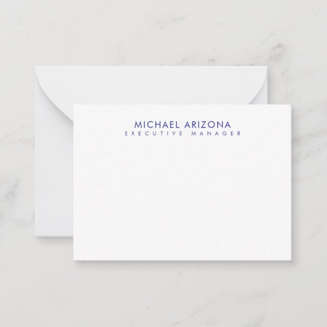 Modern Minimalist Simple Plain Own Name Note Card (Front)