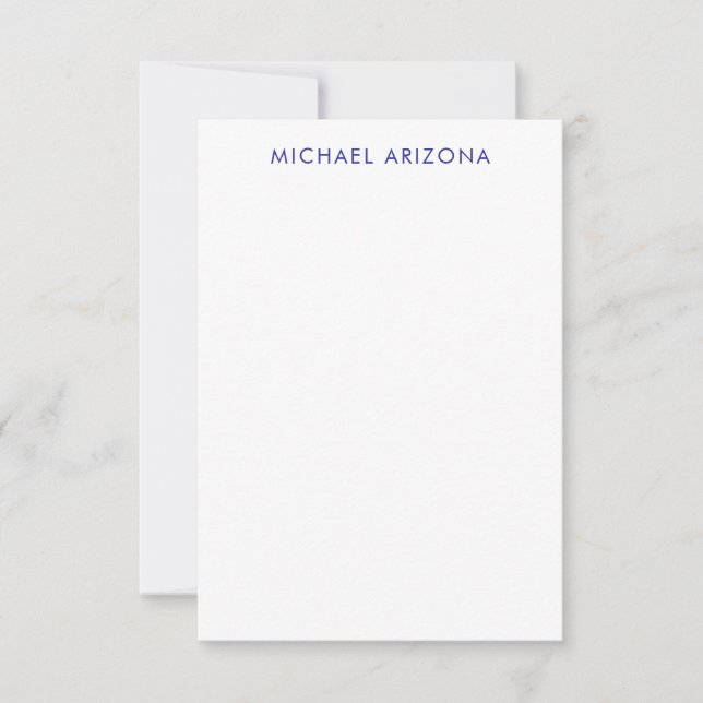Modern Minimalist Simple Plain Own Name Note Card (Front)