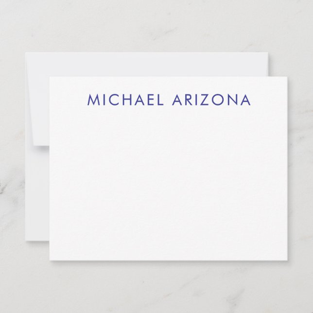 Modern Minimalist Simple Plain Own Name Note Card (Front)