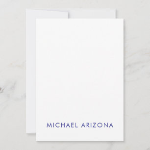 Modern Minimalist Simple Plain Own Name Note Card