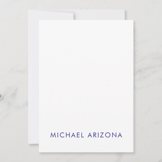 Modern Minimalist Simple Plain Own Name Note Card (Front)