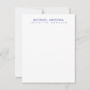 Modern Minimalist Simple Plain Own Name Note Card