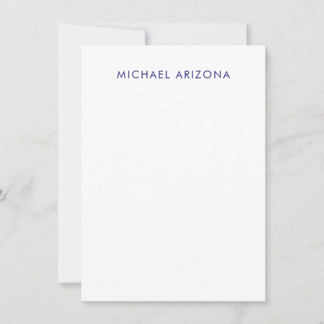 Modern Minimalist Simple Plain Own Name Note Card (Front)