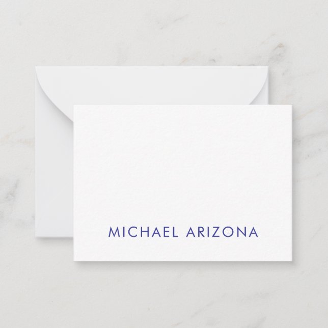 Modern Minimalist Simple Plain Own Name Note Card (Front)