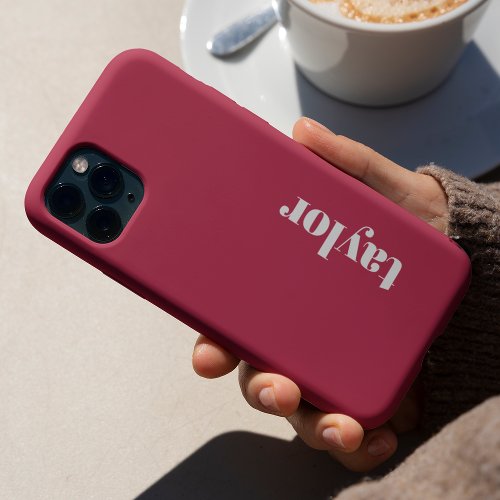 Modern Minimalist Simple Preppy Pink Personalized iPhone 15 Pro Case