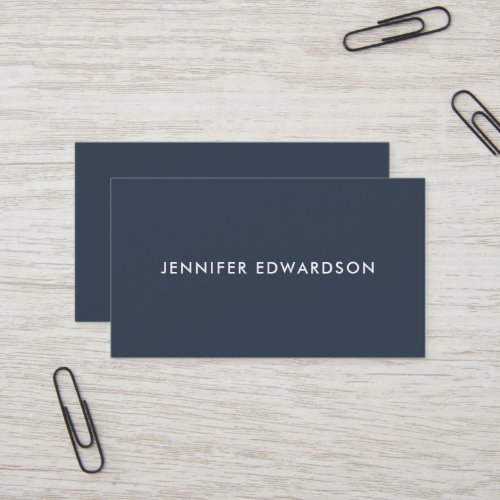 Modern minimalist simple professional navy blue business card