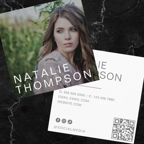 Modern Minimalist Simple Professional Photo Cool Square Business Card