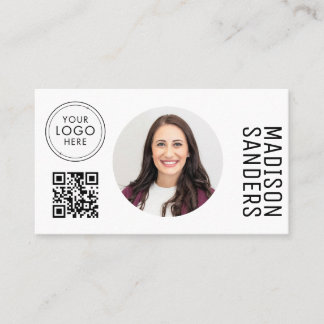 Modern Minimalist Simple Professional Photo QR Business Card