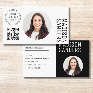 Modern Minimalist Simple Professional Photo QR Business Card