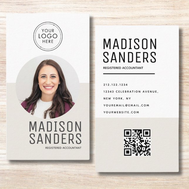 Modern Minimalist  Simple Professional Photo QR Business Card (Creator Uploaded)