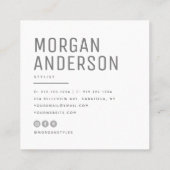 Modern Minimalist Simple Professional Photo Square Business Card (Back)