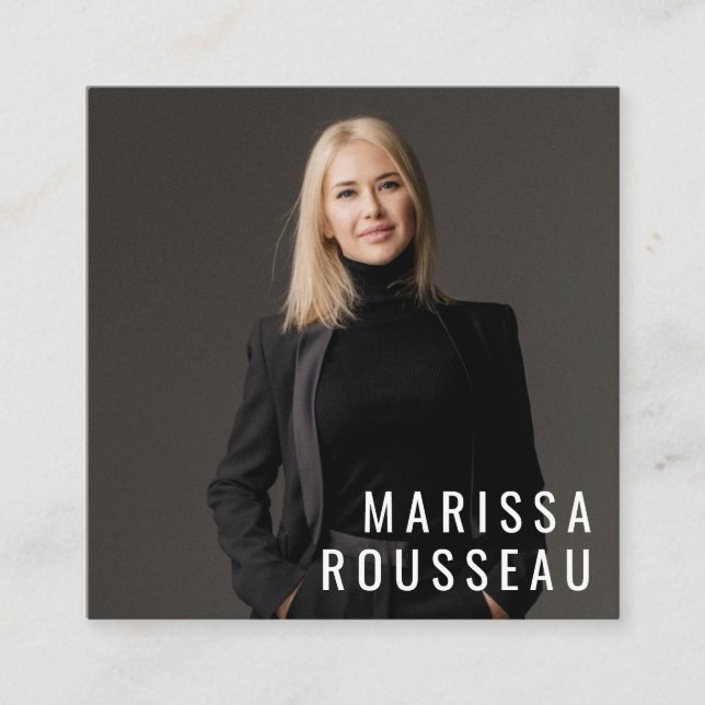 Modern Minimalist Simple Professional Photo  Square Business Card (Front)