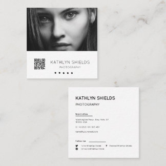 Modern Minimalist Simple Professional Photo Square Business Card