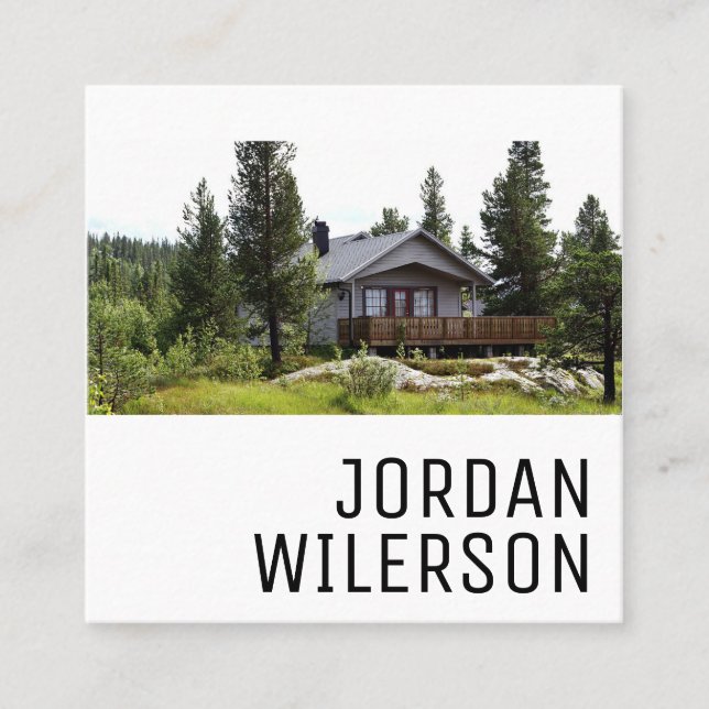 Modern Minimalist Simple Professional Photo Square Business Card (Front)