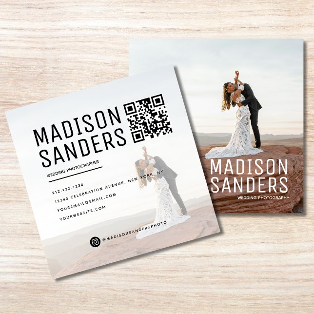 Modern Minimalist  Simple Professional Photo Square Business Card (Creator Uploaded)