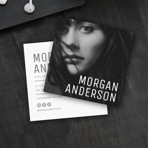 Modern Minimalist Simple Professional Photo Square Business Card Modern Minimalist Simple Professional Photo Square Business Card