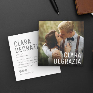 Modern Minimalist Simple Professional Photo Square Business Card