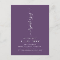 Modern Minimalist Simple Purple Save The Date  Announcement Postcard