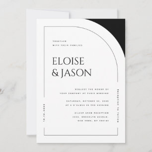 Modern Minimalist Simple QR Code Bold Arch Wedding Invitation