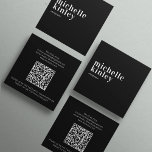 Modern minimalist simple QR code personal  black Square Business Card