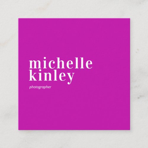 Modern minimalist simple QR code personal magenta Square Business Card