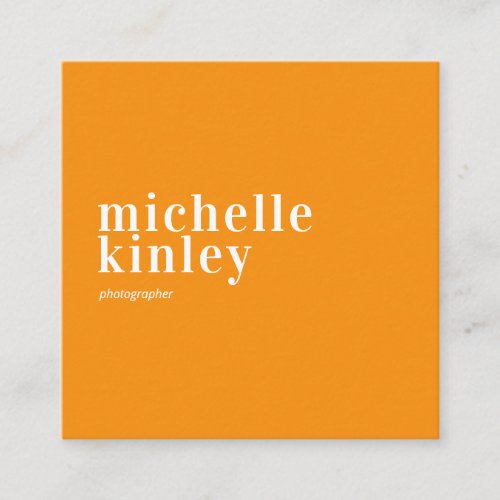Modern minimalist simple QR code personal orange Square Business Card