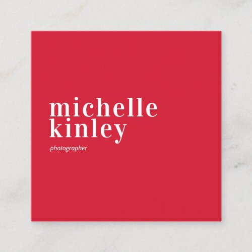 Modern minimalist simple QR code personal red Square Business Card