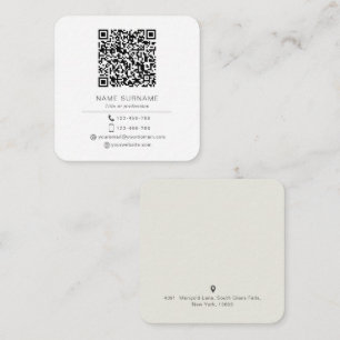 Modern Minimalist Simple QR code personal Square Business Card