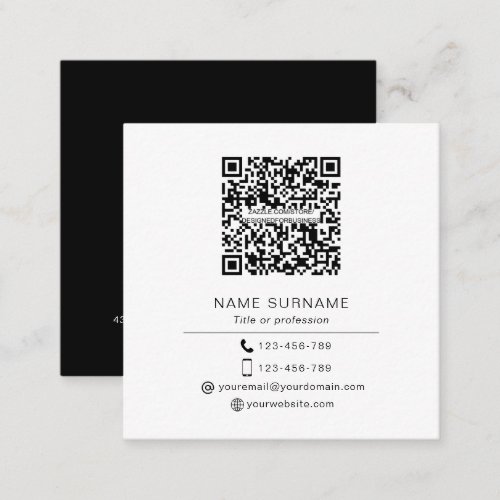 Modern Minimalist Simple QR code personal  Square Business Card